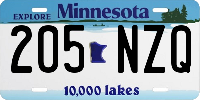 MN license plate 205NZQ