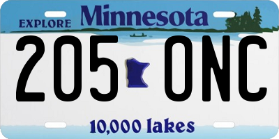 MN license plate 205ONC