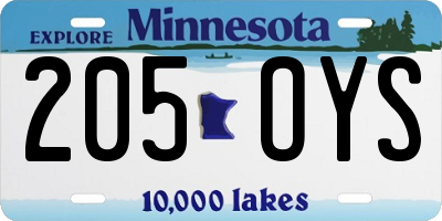 MN license plate 205OYS