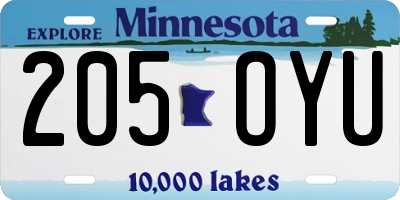 MN license plate 205OYU