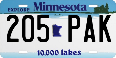 MN license plate 205PAK