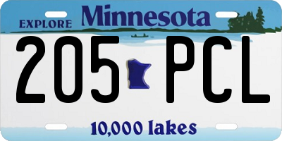 MN license plate 205PCL