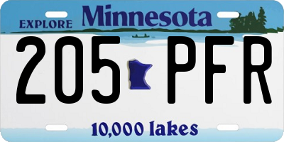 MN license plate 205PFR
