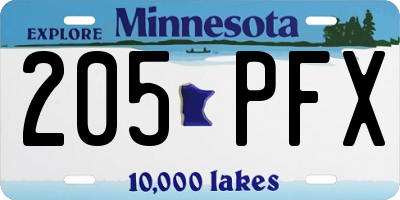 MN license plate 205PFX