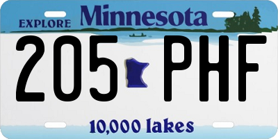 MN license plate 205PHF