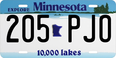 MN license plate 205PJO