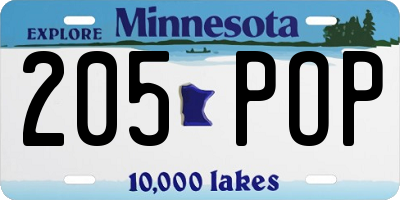 MN license plate 205POP