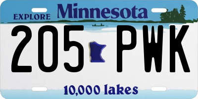 MN license plate 205PWK