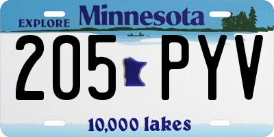 MN license plate 205PYV
