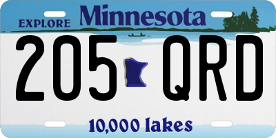 MN license plate 205QRD