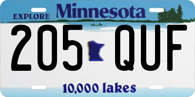MN license plate 205QUF