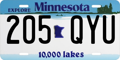 MN license plate 205QYU