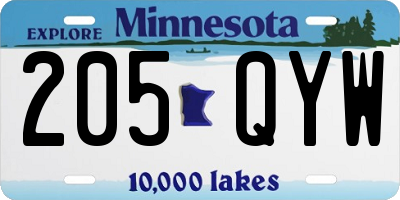 MN license plate 205QYW