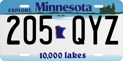 MN license plate 205QYZ