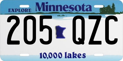 MN license plate 205QZC