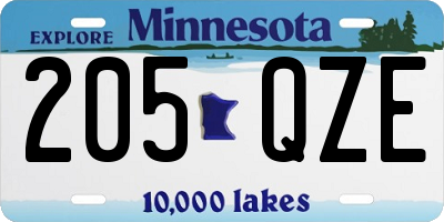 MN license plate 205QZE