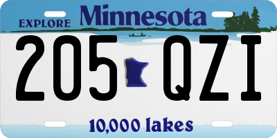 MN license plate 205QZI