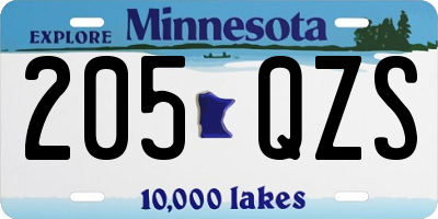 MN license plate 205QZS