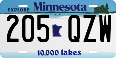 MN license plate 205QZW