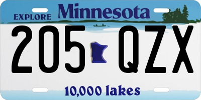 MN license plate 205QZX