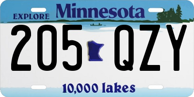 MN license plate 205QZY