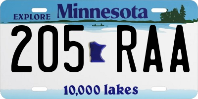 MN license plate 205RAA