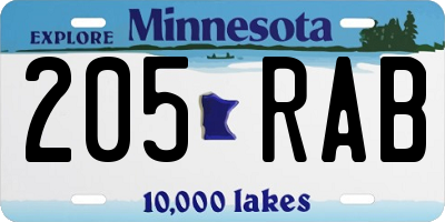 MN license plate 205RAB