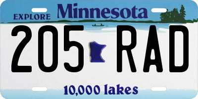 MN license plate 205RAD