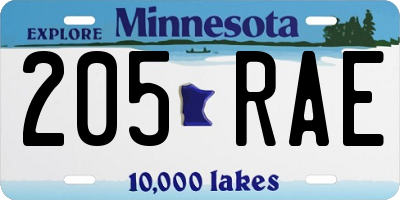 MN license plate 205RAE