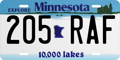 MN license plate 205RAF
