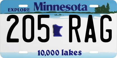 MN license plate 205RAG