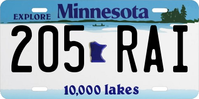 MN license plate 205RAI