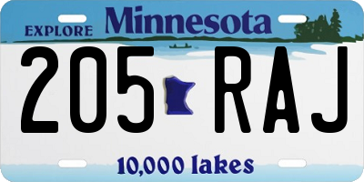 MN license plate 205RAJ