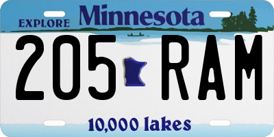 MN license plate 205RAM