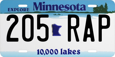 MN license plate 205RAP