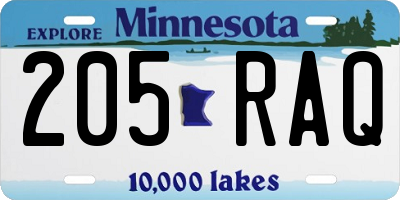 MN license plate 205RAQ