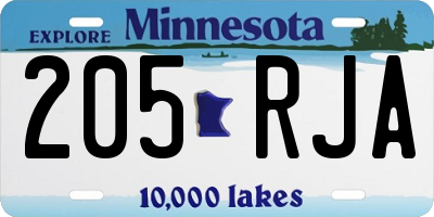 MN license plate 205RJA