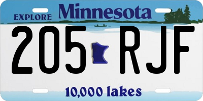 MN license plate 205RJF