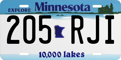 MN license plate 205RJI