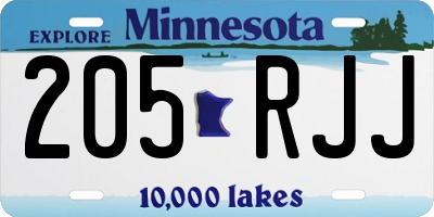 MN license plate 205RJJ