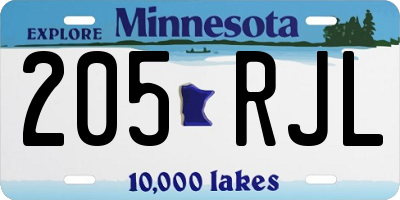 MN license plate 205RJL