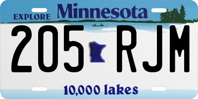 MN license plate 205RJM