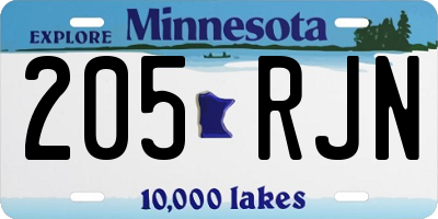 MN license plate 205RJN
