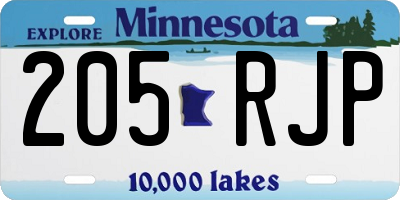MN license plate 205RJP