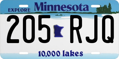 MN license plate 205RJQ