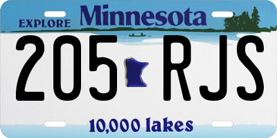 MN license plate 205RJS