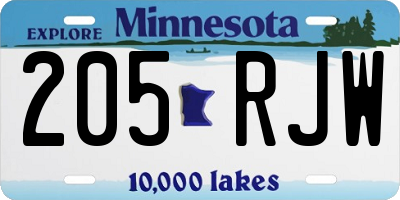 MN license plate 205RJW