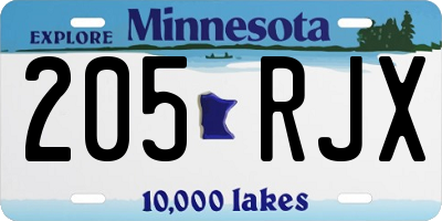 MN license plate 205RJX