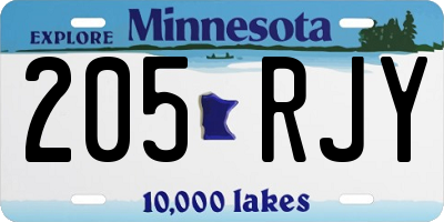 MN license plate 205RJY