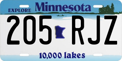 MN license plate 205RJZ